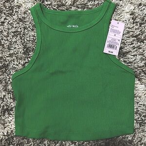 Wild Fable Green Ribbed Halter Crop Top (NWT)
